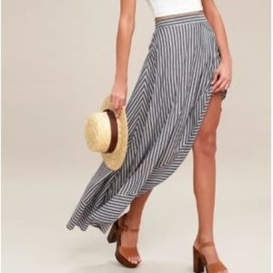 Cute Burgunday & Navy Blue Stripped Maxi Slort